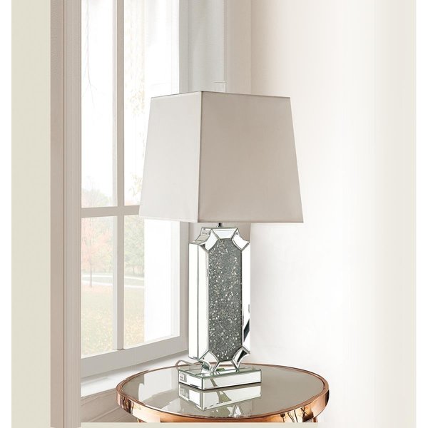 Acme Furniture Industry Inc ACME Furniture 40216 13 x 13 x 37 in. Noralie Table Lamp; Mirrored & Faux Diamonds 40216